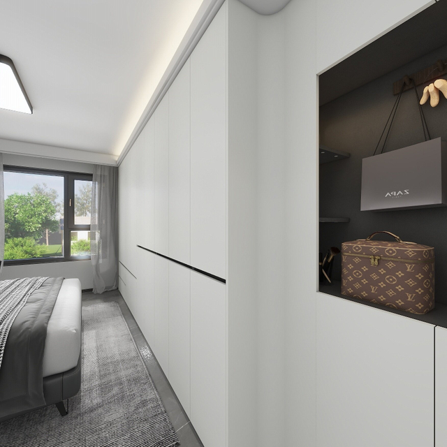 Белая схема современное пространство для хранения большая спальня