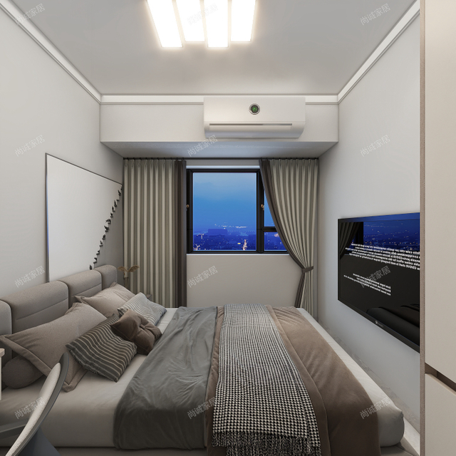 Вторая спальня в современном стиле с светлым гардеробом